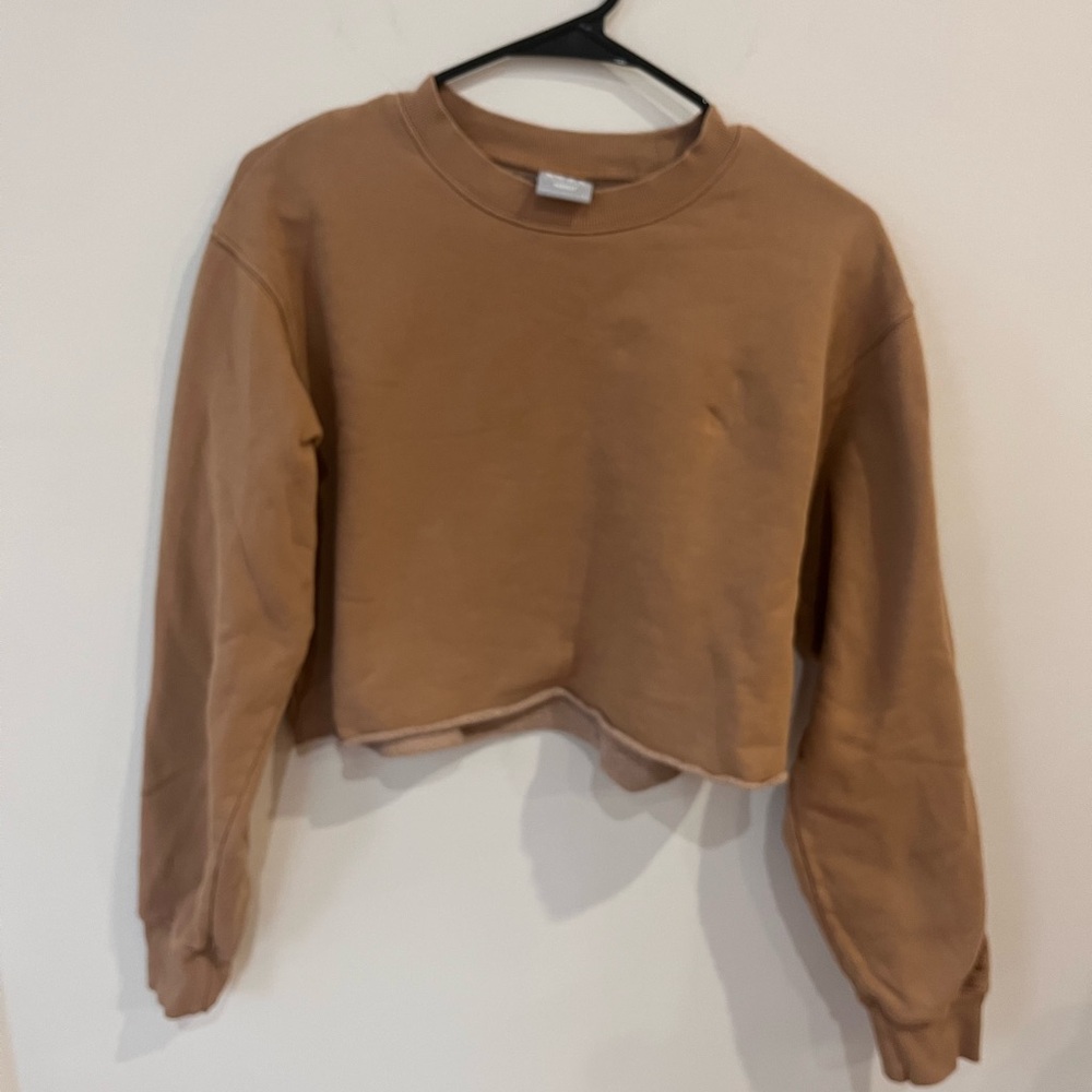 TNA Brown Boxy Crop Sweatshirt